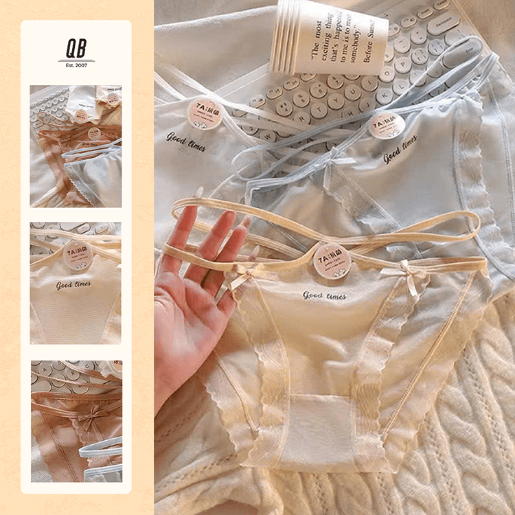Quần lót nữ QB lưới phối chữ dây đôi phong cách quyến rũ 16E