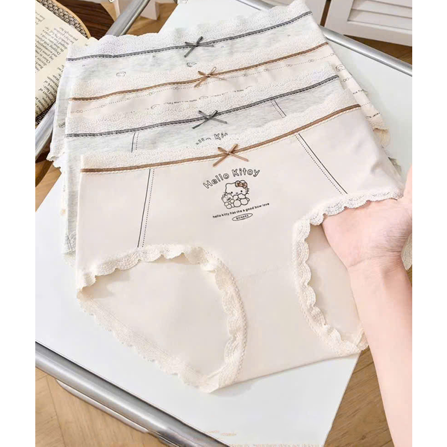 Quần lót nữ QB họa tiết Hello Kitty viền ren dễ thương 16E
