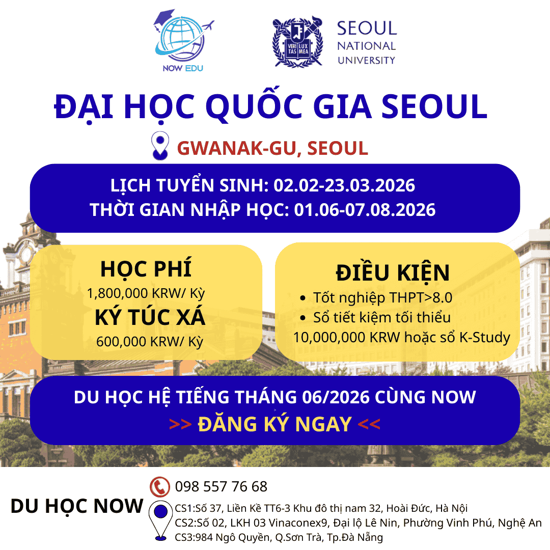 LỊCH TUYỂN SINH KỲ THÁNG 06/2026 TRƯỜNG ĐHQG SEOUL