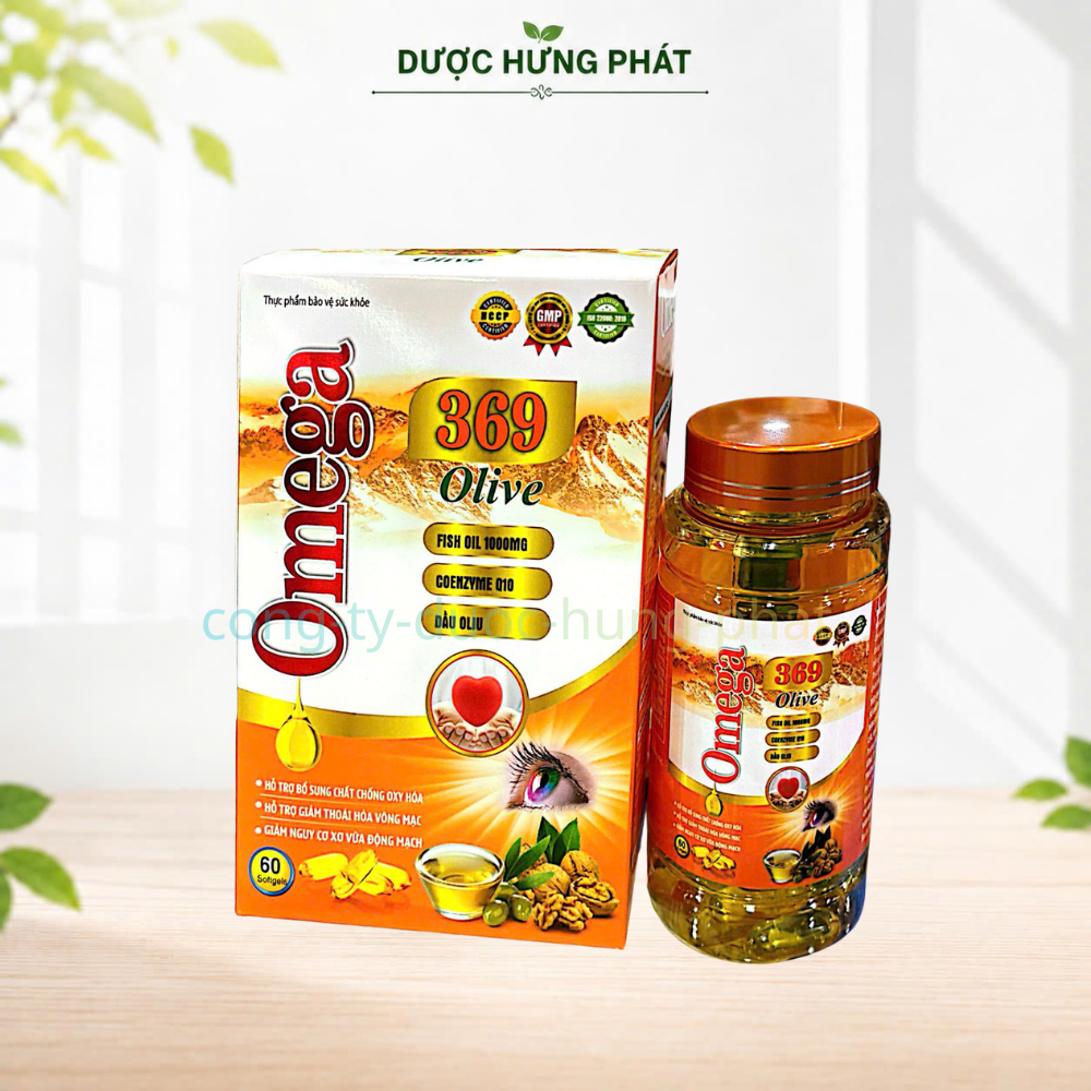 Viên uống Omega 369 Olive giúp giảm thoái hóa võng mạc, giảm nguy cơ xơ vữa động mạch hộp 60 viên