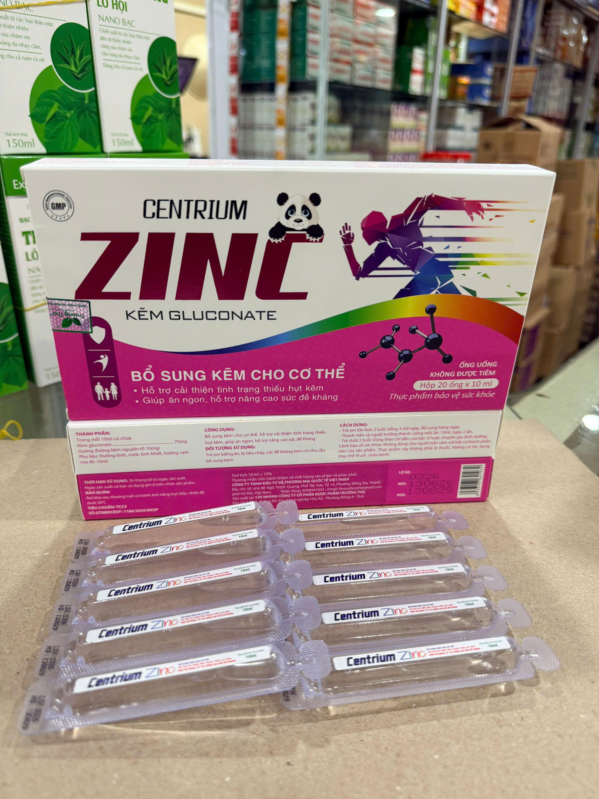 (Mua Sỉ Liên Hệ Zalo) Siro Centrium Zinc Kẽm Gluconate giúp bổ sung kẽm, ăn ngủ ngon, tăng cường sức đề kháng hộp 20 ống