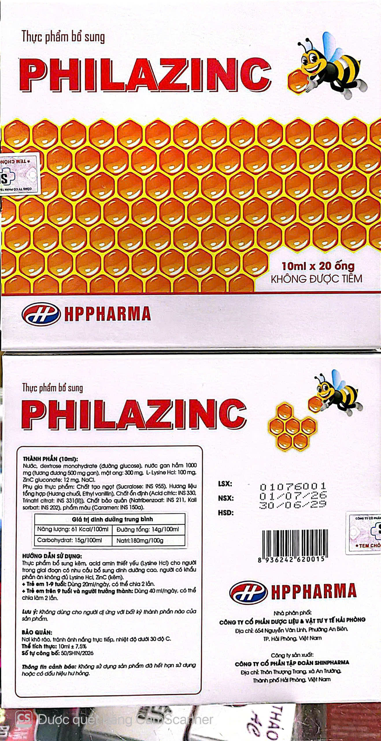 Siro Philazinc giúp ăn ngon, tăng đề kháng hộp 20 ống