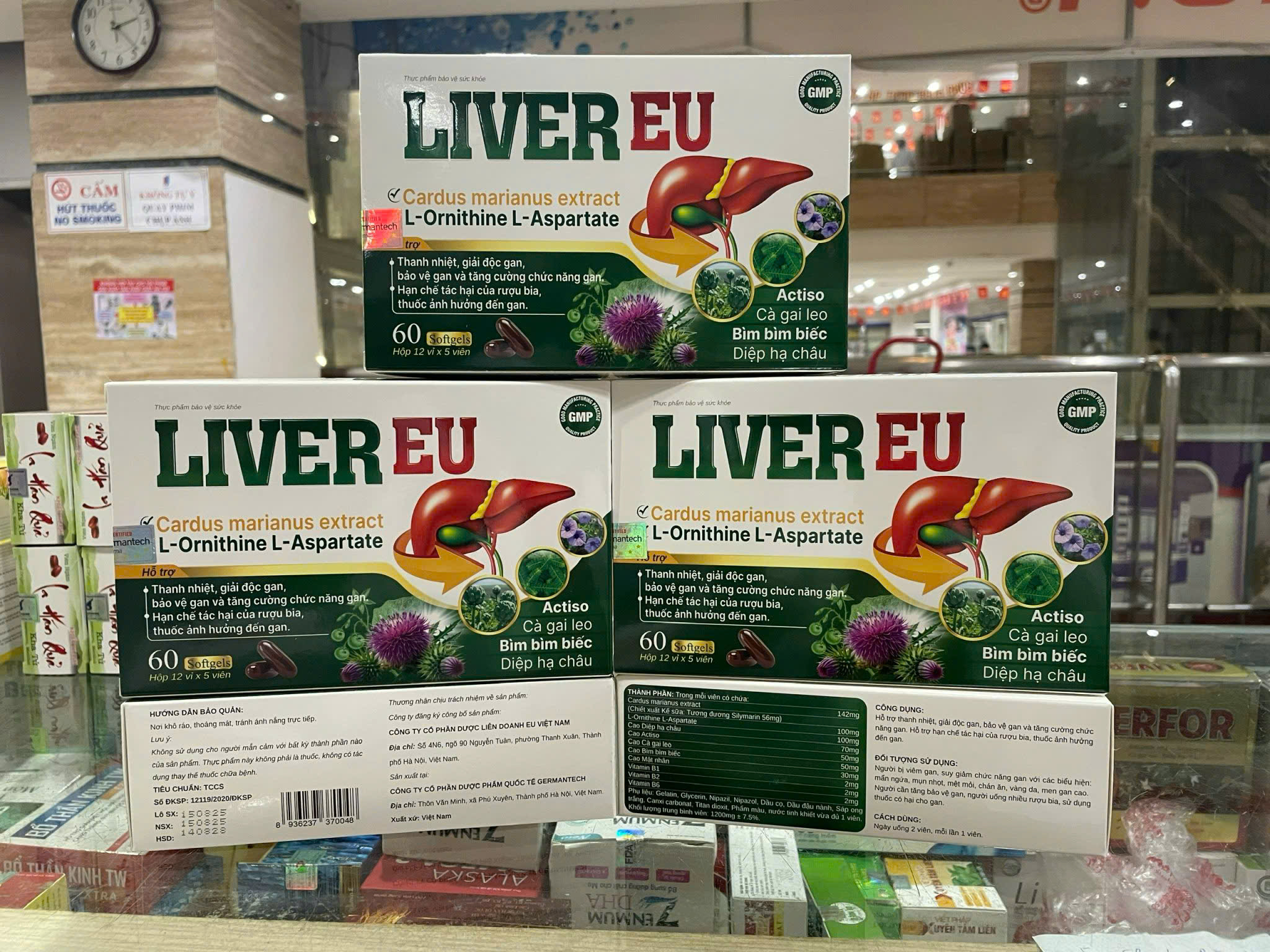 (Mua Sỉ Liên Hệ Zalo) Viên uống bổ gan Liver Eu giúp thanh nhiệt, giải độc gan hộp 60 viên