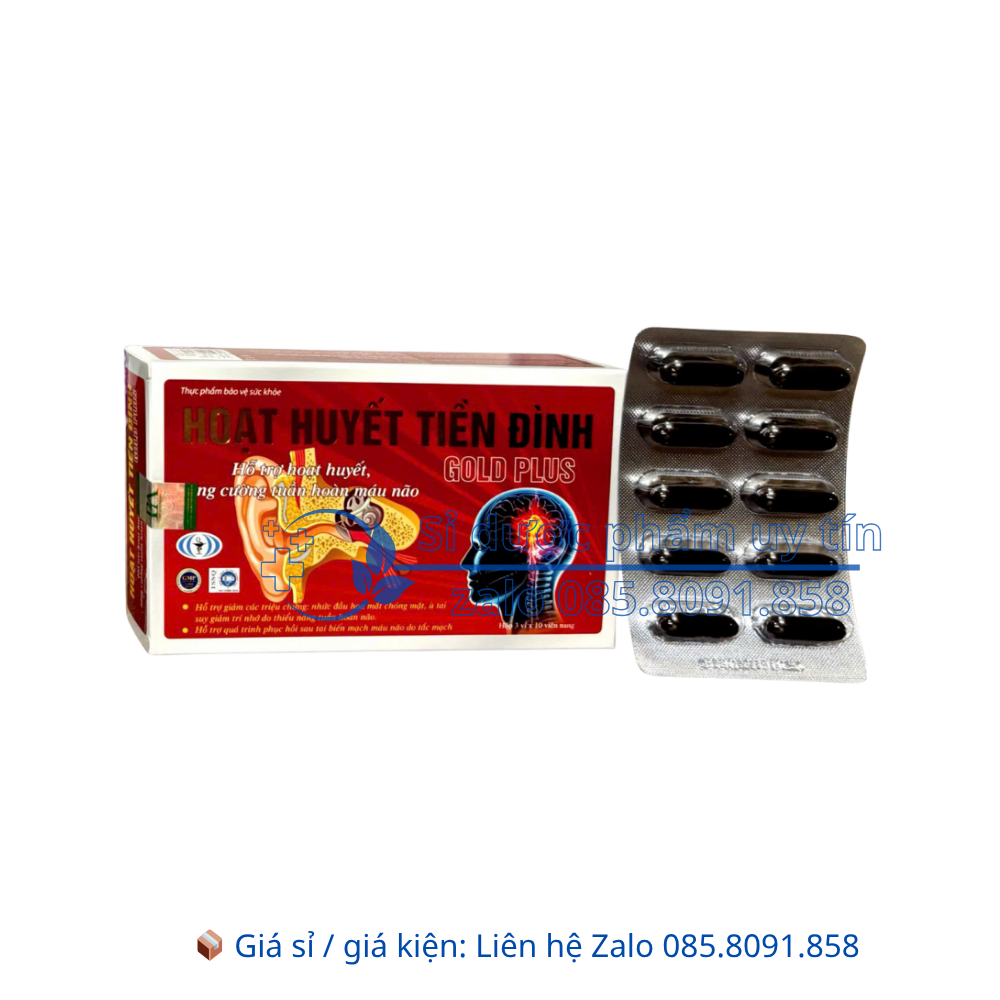 Hoạt Huyết Tiền Đình Gold Plus giúp hoạt huyết, tăng cường tuần hoàn máu não hộp 30 viên