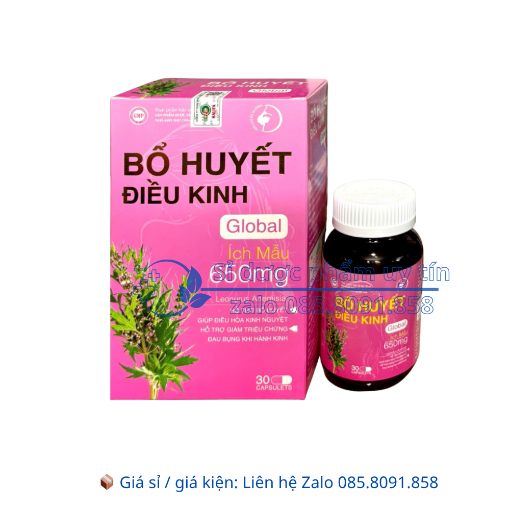 Bổ Huyết Điều Kinh Global giúp bổ huyết, giúp điều hòa kinh nguyệt hộp 30 viên