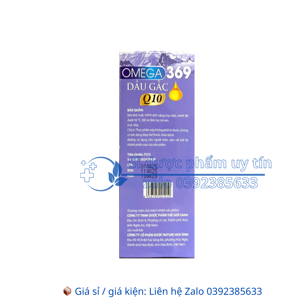 Viên uống Omega 369 Dầu Gấc Q10 Giúp bổ sung chất chống oxy hoá, tốt cho mắt, giảm nguy cơ xơ vữa động mạch hộp 100 viên