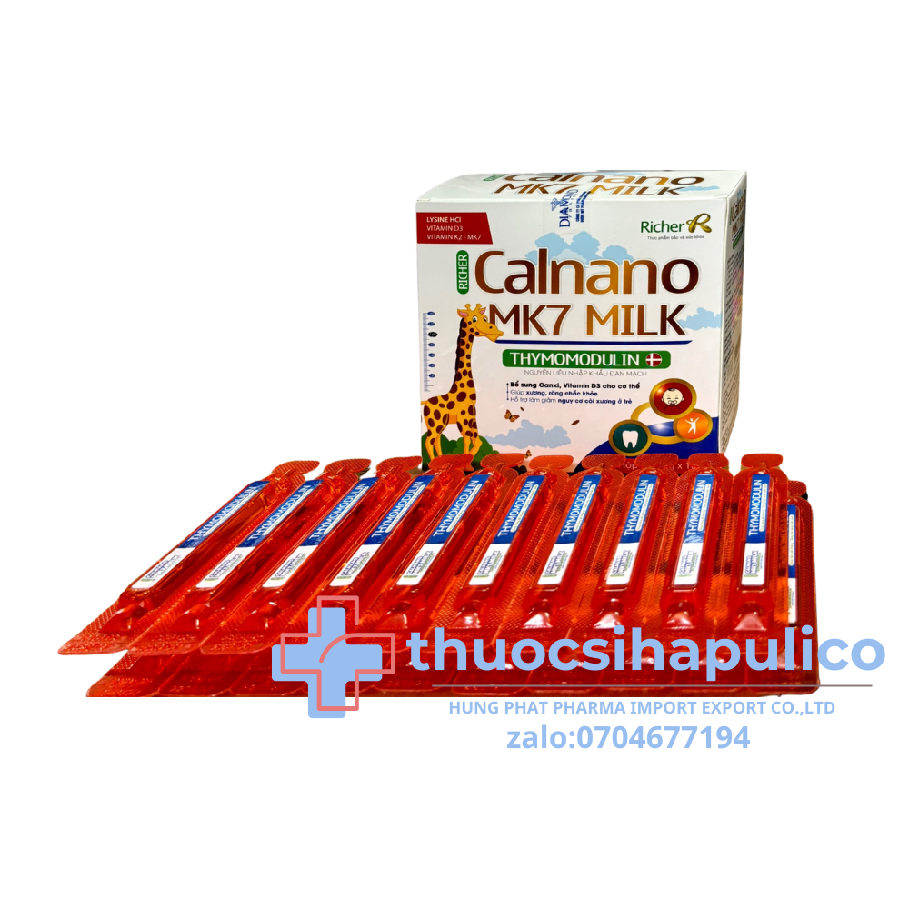 Siro Calnano Mk7 Milk Thymomodulin giúp bổ sung Canxi phát triển chiều cao hộp 20 ống