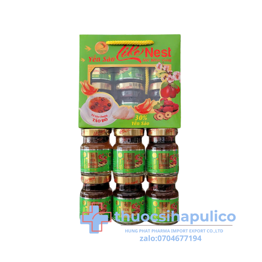 Yến Sào Táo Đỏ  Like Nest giúp ăn ngủ ngon, tăng sức khoẻ hộp 6 hũ