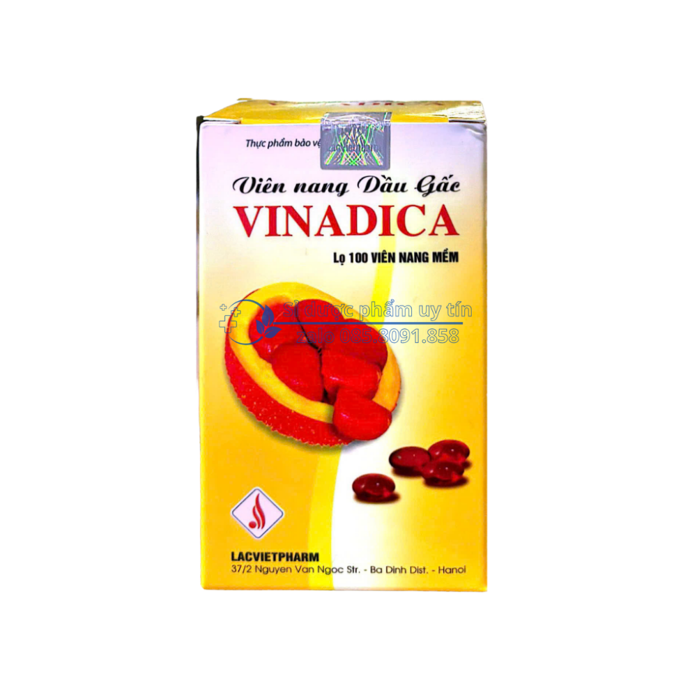Viên nang Dầu Gấc Vinadica giúp bổ mắt, giảm khô mắt, cải thiện thị lực hộp 100 viên