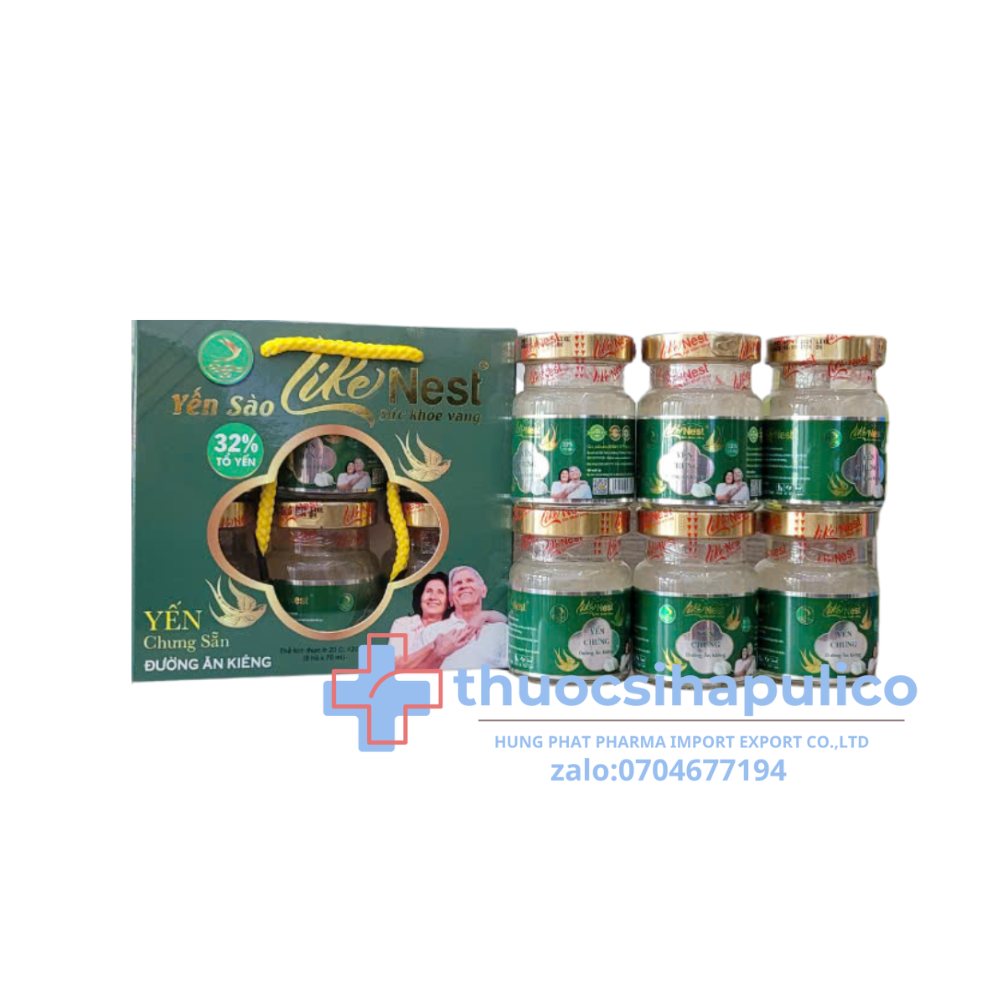 Yến Chưng Đường Ăn Kiêng Like Nest giúp đẹp dáng, đẹp da hộp 6 hũ