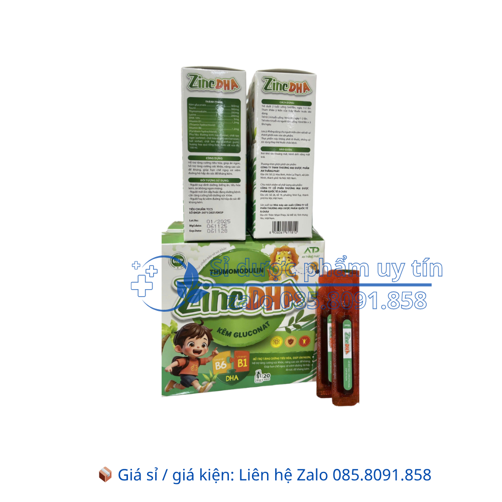 Siro Zinc DHA giúp ăn ngon, tăng cường sức khỏe, nâng cao sức đề kháng hộp 20 ống