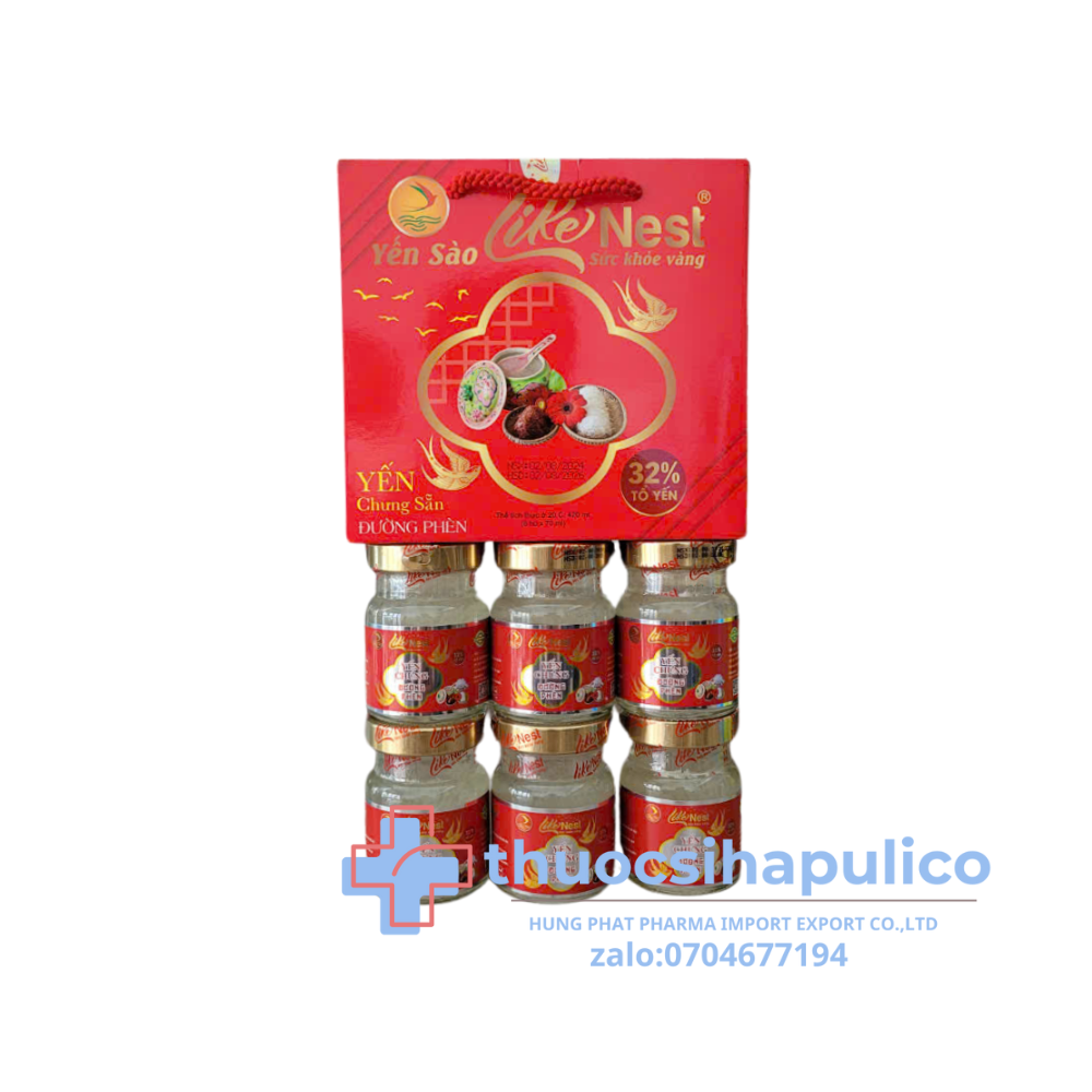 Tổ Yến Chưng Cao Cấp Đường Phèn Like Nest giúp ăn ngủ ngon, tăng sức khoẻ hộp 6 hũ