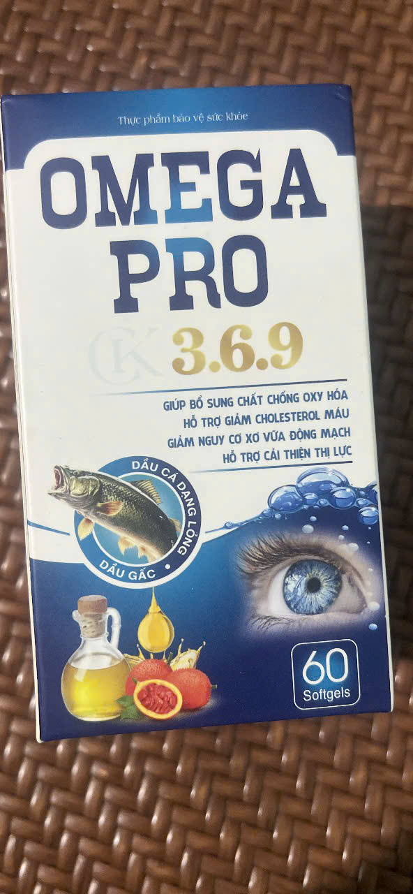 Viên uống Omega Pro 3.6.9 giúp giảm thoái hóa võng mạc, giảm nguy cơ xơ vữa động mạch hộp 60 viên