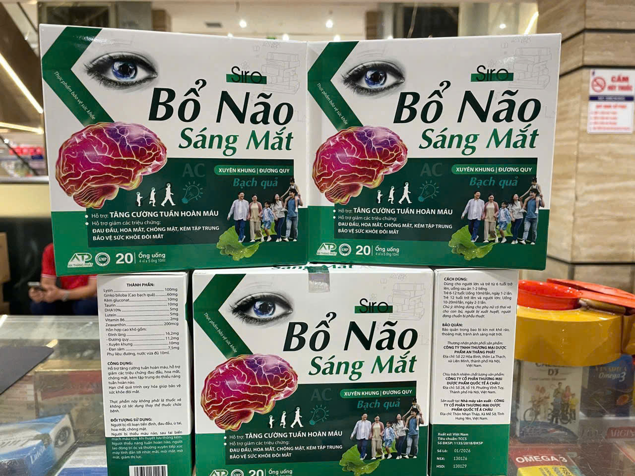 (Mua Sỉ Liên Hệ Zalo) Siro Bổ Não Sáng Mắt AC Hộp xanh giúp tăng cường tuần hoàn máu, giúp bảo vệ sức khỏe đôi mắt hộp 20 ống