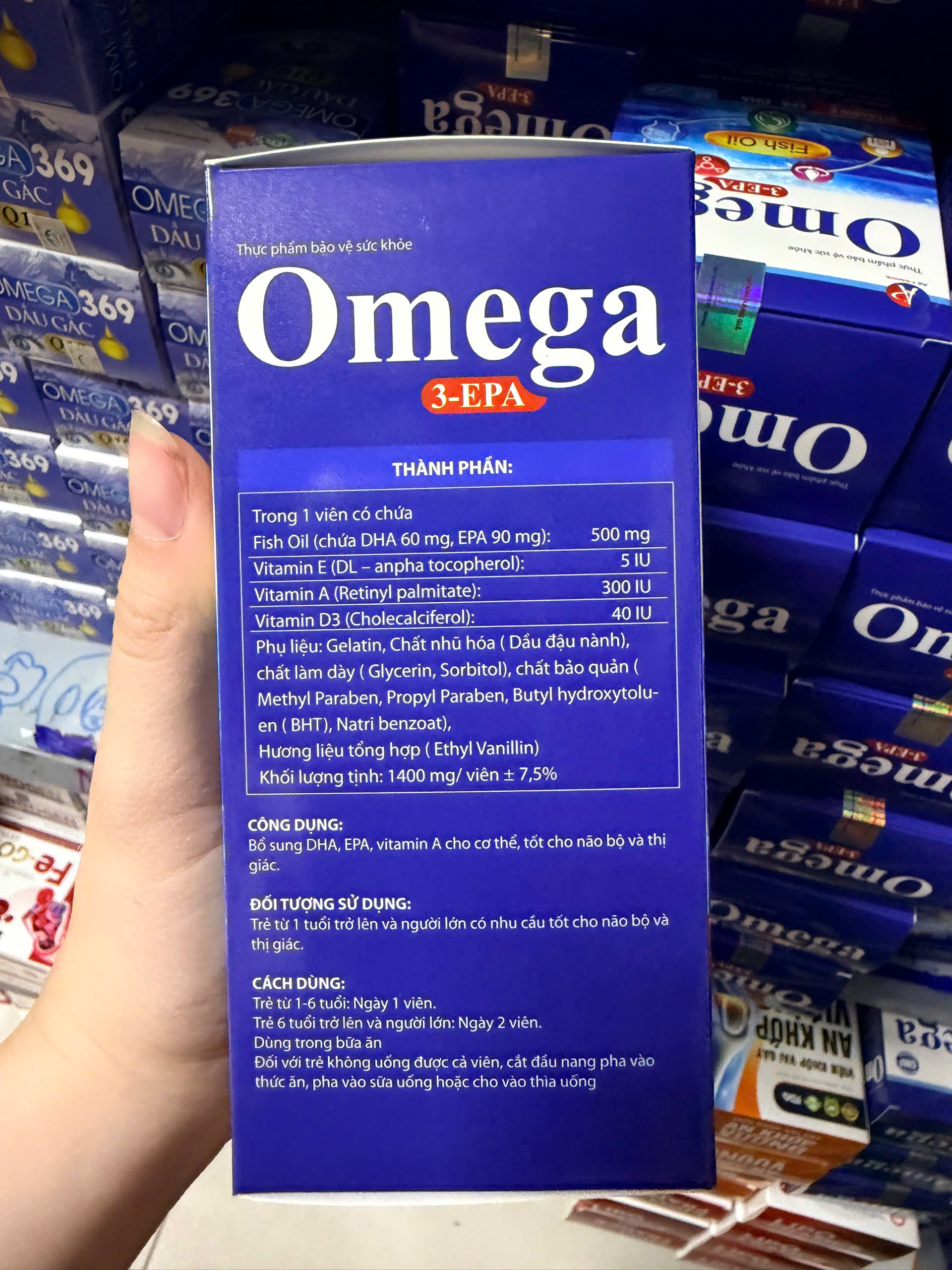 (Mua Sỉ Liên Hệ Zalo) Viên uống Omega 3-EPA giúp bổ sung DHA, EPA, vitamin A cho cơ thể, tốt cho não bộ và thị giác hộp 60 viên