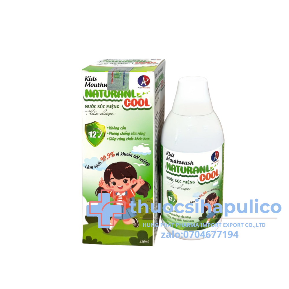 Kids Mouthwash Naturanl Nước Súc Miệng Thảo Dược Cool giúp hàm răng chắc khỏe hộp 250 ml