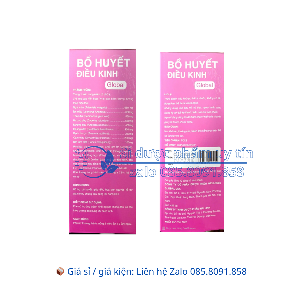 Bổ Huyết Điều Kinh Global giúp bổ huyết, giúp điều hòa kinh nguyệt hộp 30 viên