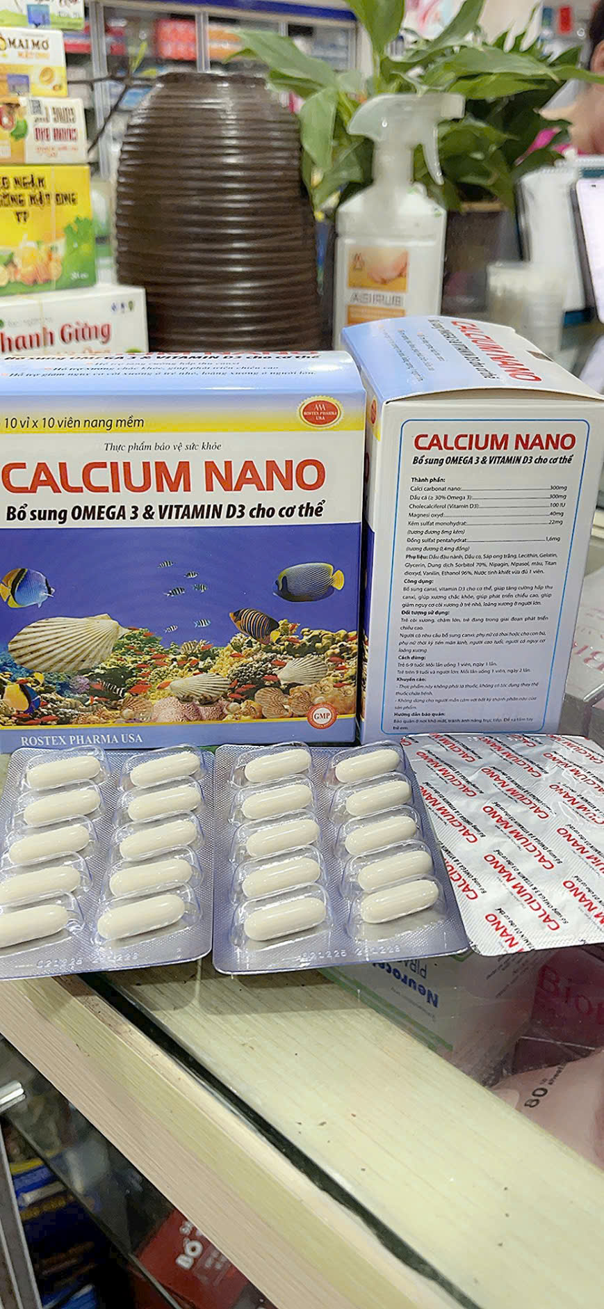 (Mua Sỉ Liên Hệ Zalo) Viên uống Calcium Nano Xanh giúp bổ sung canxi, chắc khoẻ xương, chống loãng xương hộp 100 viên