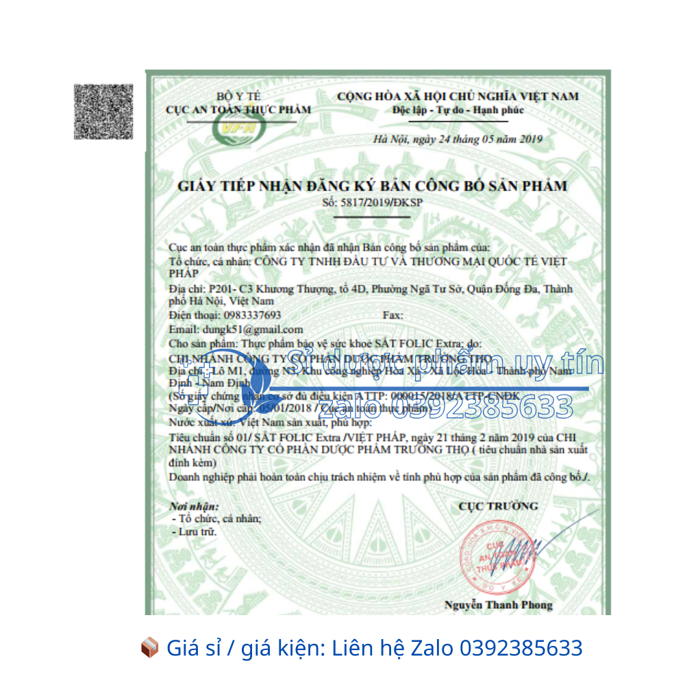 Viên uống Sắt Folic Extra giúp bổ sung sắt, acid folic và vitamin hộp 30 viên