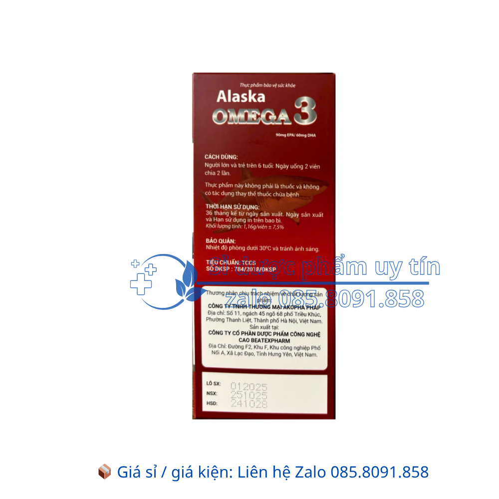 Viên uống Alaska Omega 3 giúp tăng cường thị lực tốt, tốt cho tim mạch hộp 60 viên