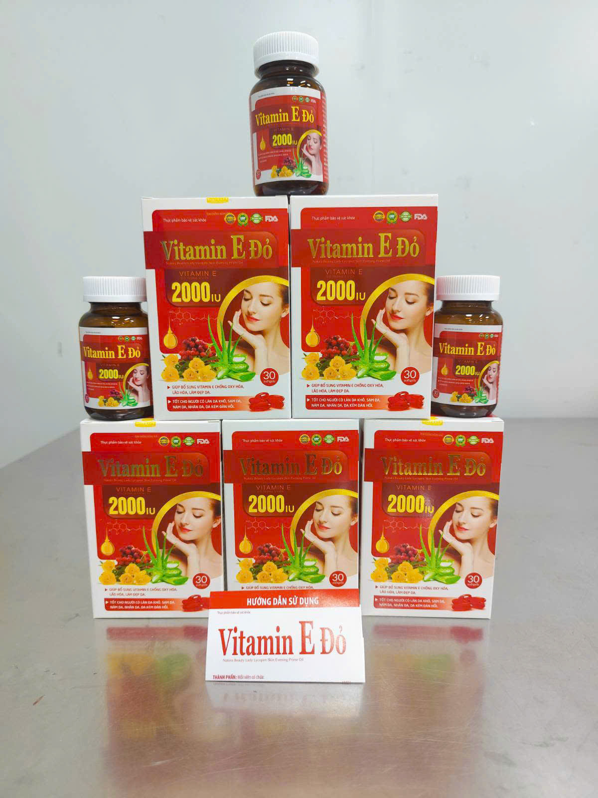 (Mua Sỉ Liên Hệ Zalo) Viên uống Vitamin E Đỏ 2000 IU giúp hỗ trợ chống oxy hóa, giúp bảo vệ và hạn chế lão hóa da, giúp da sáng, mịn hộp 30 viên