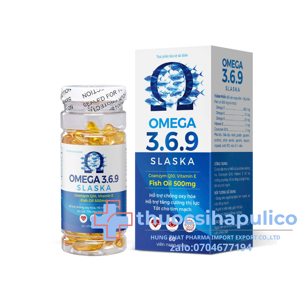 Omega 3.6.9 Slaska giúp tăng cường thị lực, tốt cho tim mạch hộp 60 viên