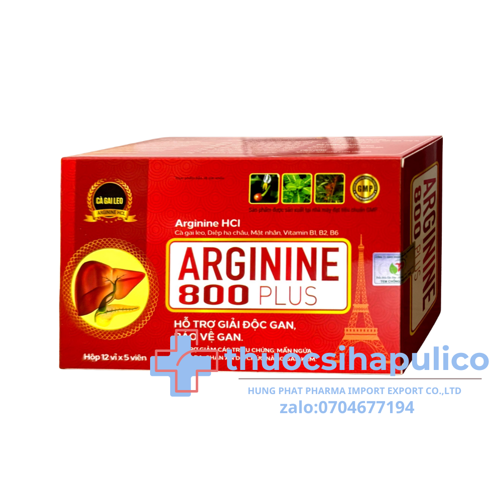Viên uống Arginine 800 Plus giúp giải độc gan, bảo vệ gan hộp 60 viên
