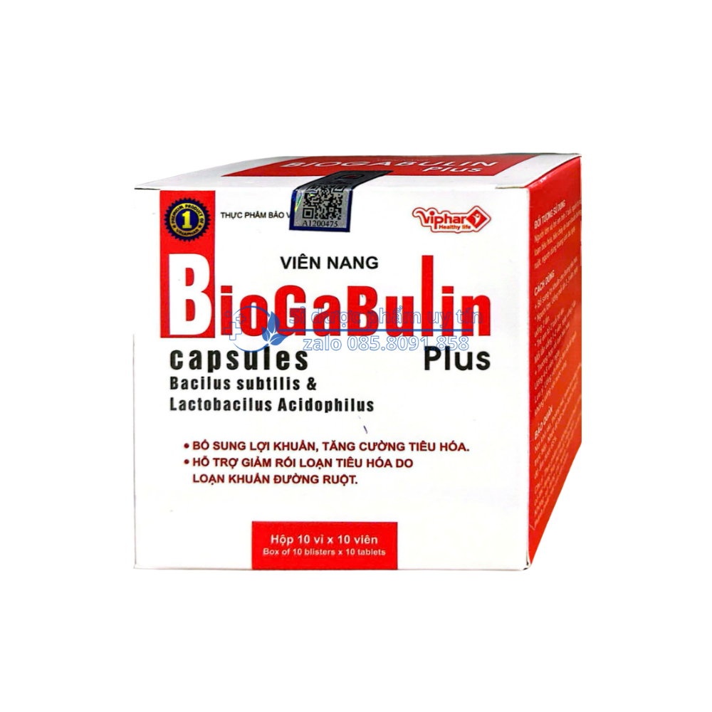 Viên uống men Biogabulin Plus giúp bổ sung lợi khuẩn, tăng cường tiêu hóa hỗ trợ giảm rối loạn tiêu hóa hộp 100 viên