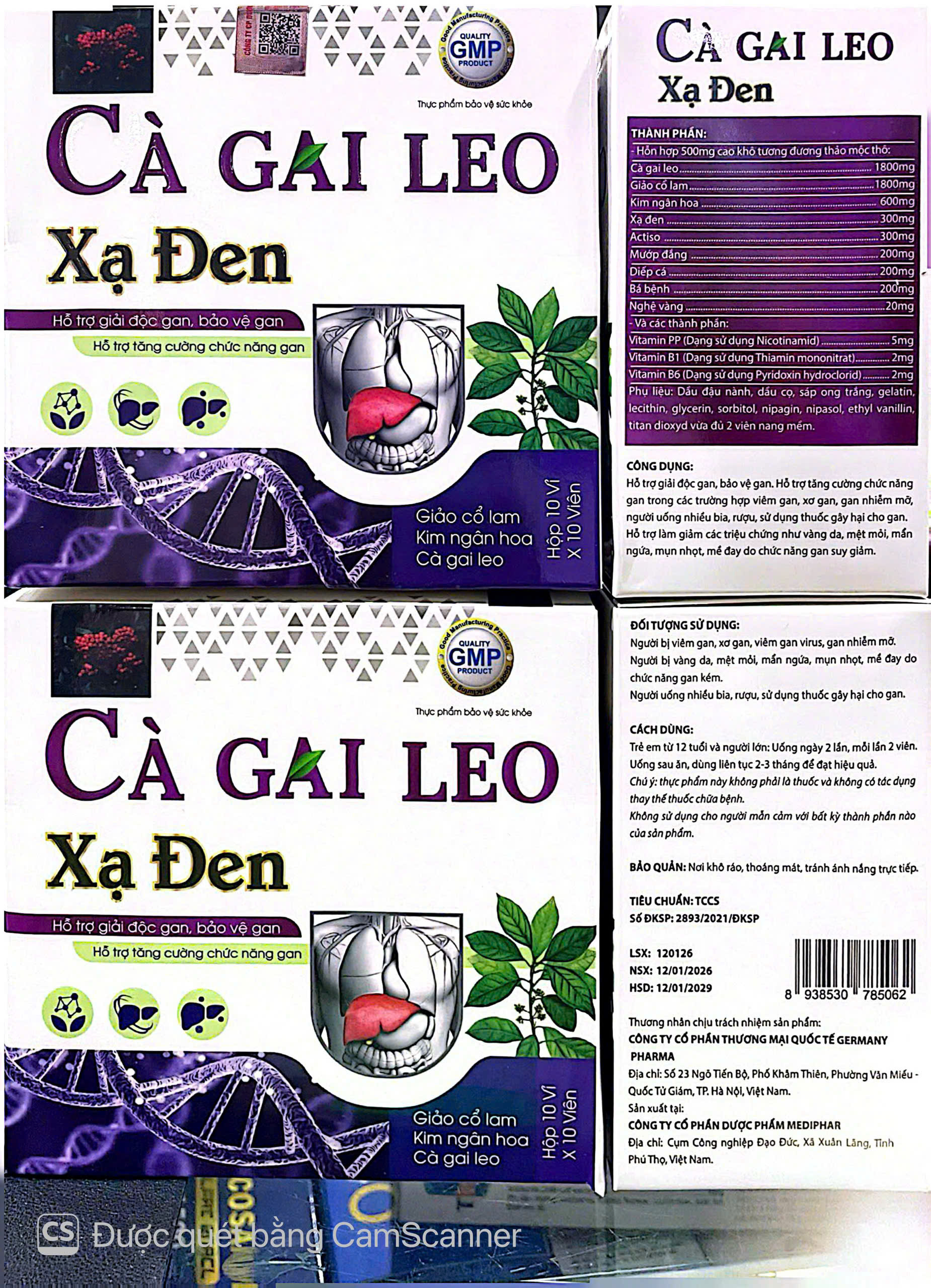 Viên uống bổ gan Cà Gai Leo Xạ Đen giúp giải độc gan, bảo vệ gan hộp 100 viên