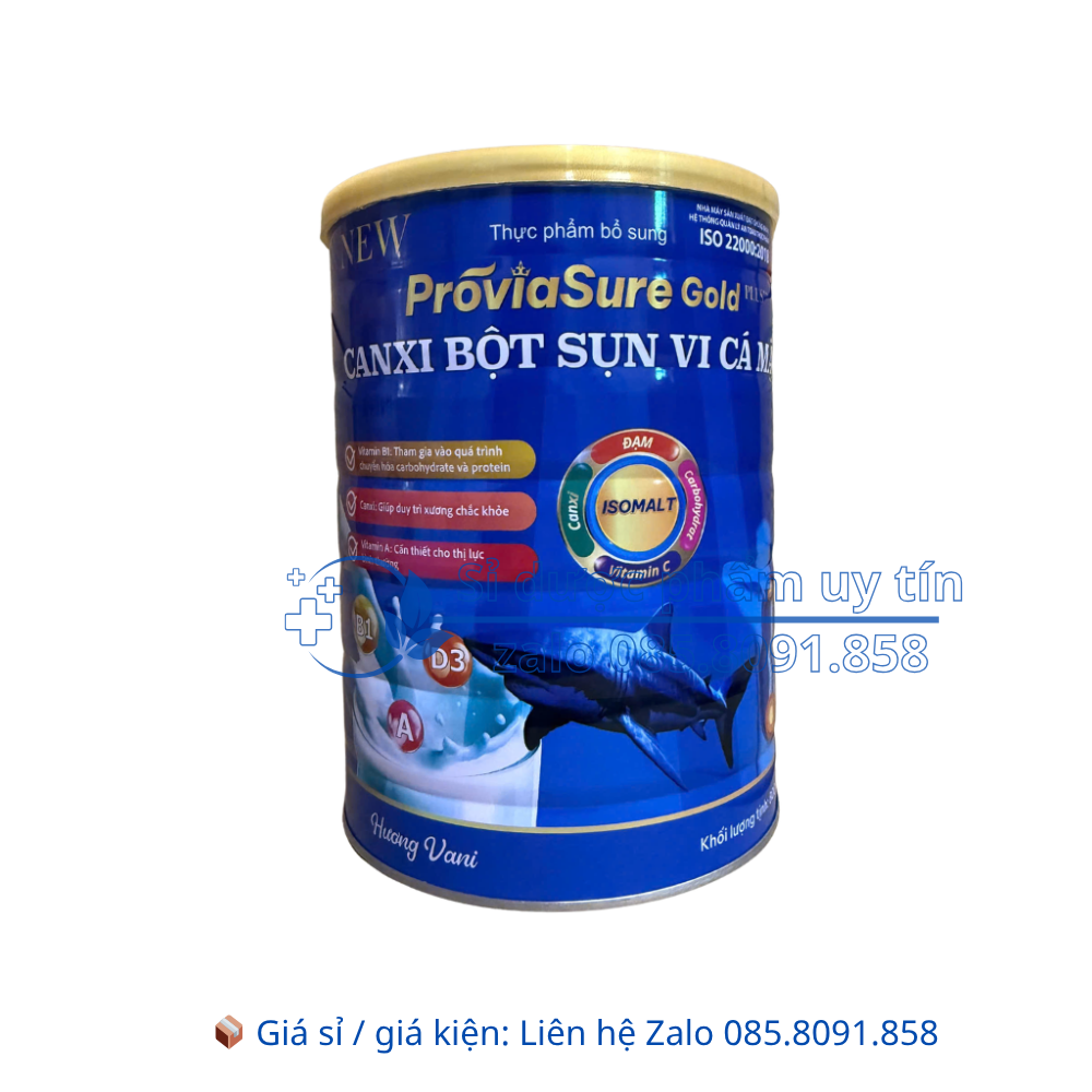 Sữa Proviasure Gold Plus+++ Canxi Bột Sụn Vi Cá Mập giúp chắc khoẻ xương, ngừa loãng xương hộp 800g
