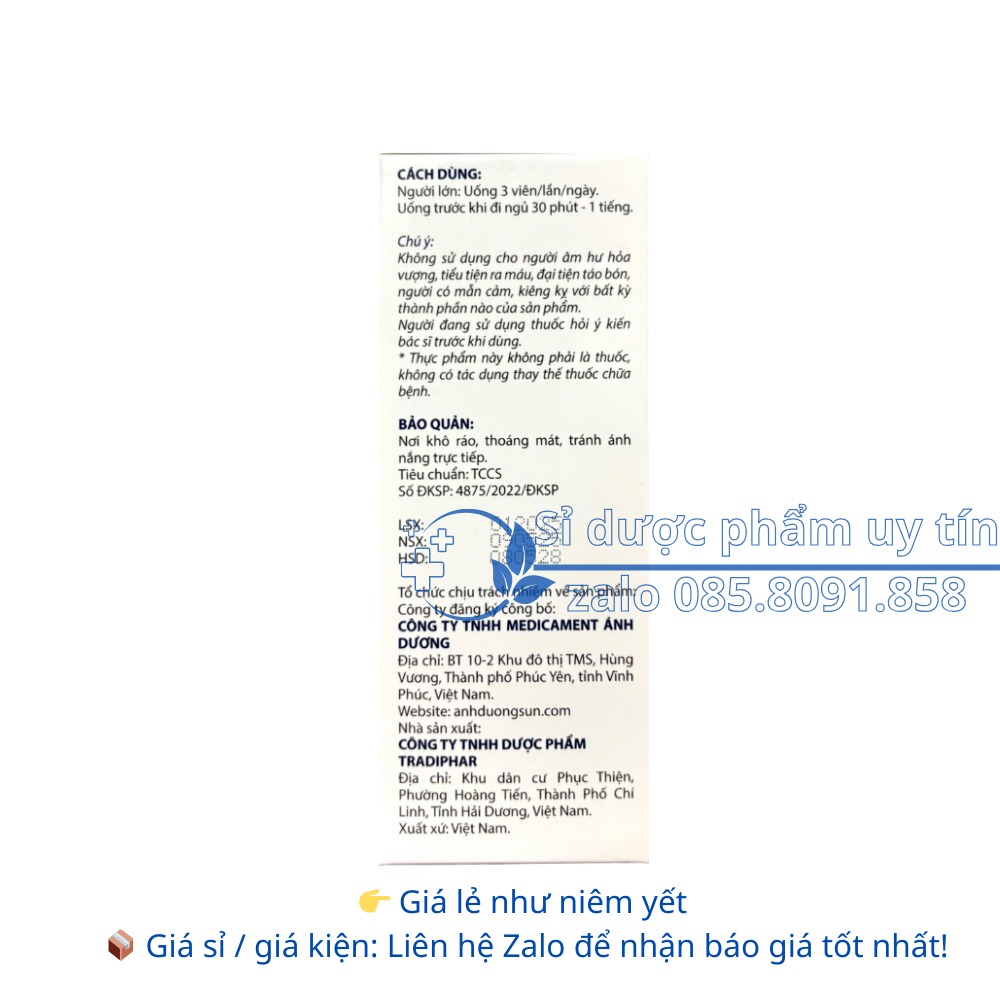 Viên Tiểu Đêm Thảo Dược Ánh Dương giúp bổ thận, hỗ trợ giảm đi tiểu nhiều lần, tiểu đêm, tiểu không tự chủ do thận kém hộp 30 viên