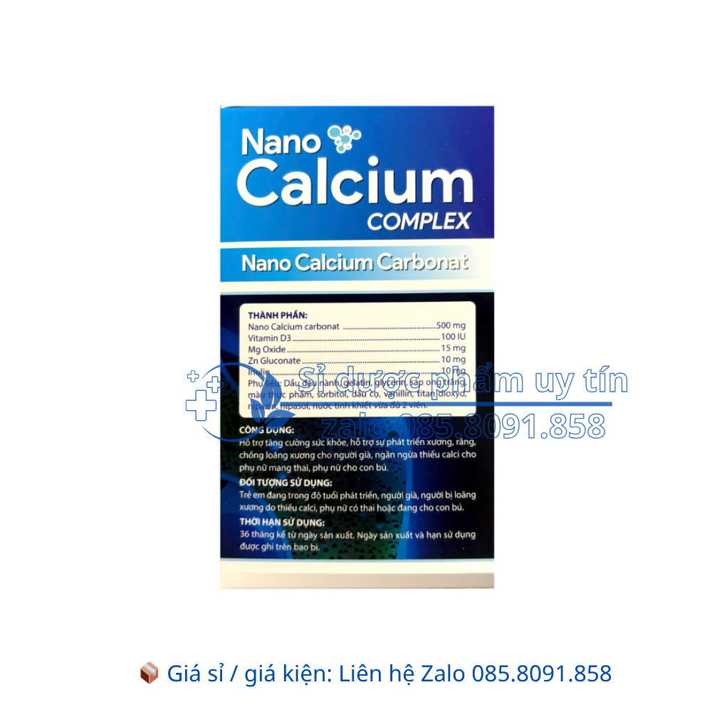 Viên uống Nano Calcium Complex giúp bổ sung canxi, chắc khoẻ xương, chống loãng xương hộp 100 viên