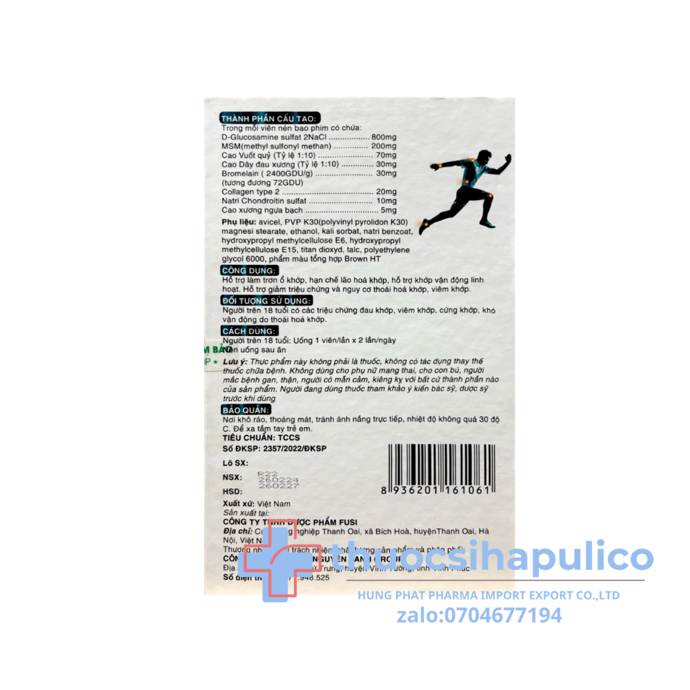 Viên uống xương khớp Glucosamin sulfat 2NaCl 800.Oxtra giảm triệu chứng và nguy cơ thoái hóa khớp, viêm khớp hộp 60 viên