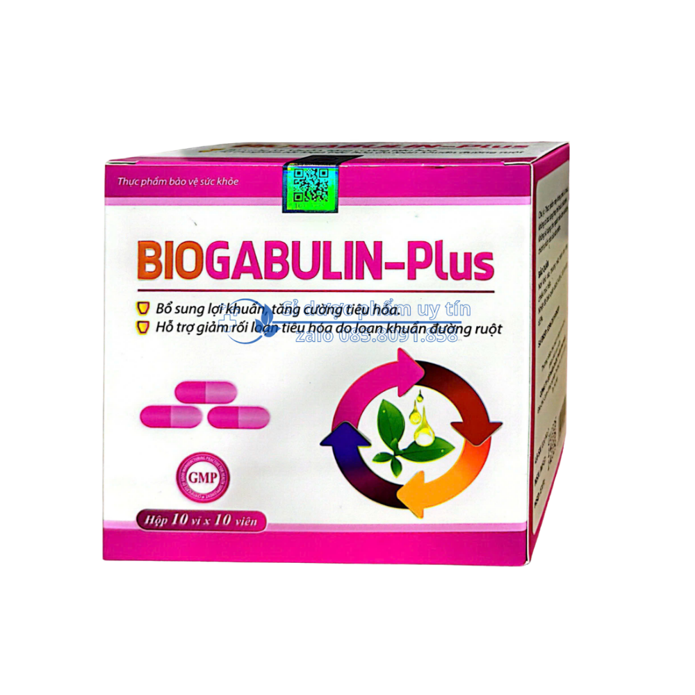 Viên uống men Biogabulin - Plus giúp bổ sung lợi khuẩn, tăng cường tiêu hóa hỗ trợ giảm rối loạn tiêu hóa hộp 100 viên