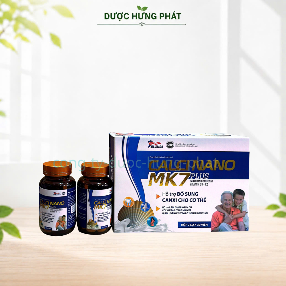 Viên uống Calcinano MK7 Plus giúp bổ sung canxi, giúp xương và răng chắc khỏe hộp 60 viên