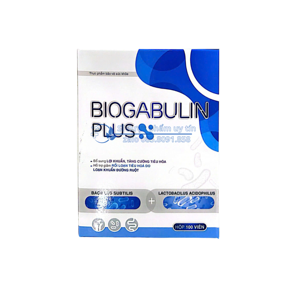 Men Biogabulin Plus giúp bổ sung lợi khuẩn, tăng cường tiêu hóa hộp 100 viên