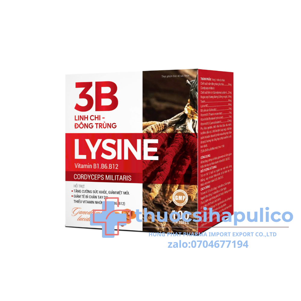 Viên uống  Vitamin 3B Linh Chi - Đông Trùng vàng giúp tăng cường sức khỏe, giảm mệt mỏi hộp 100 viên