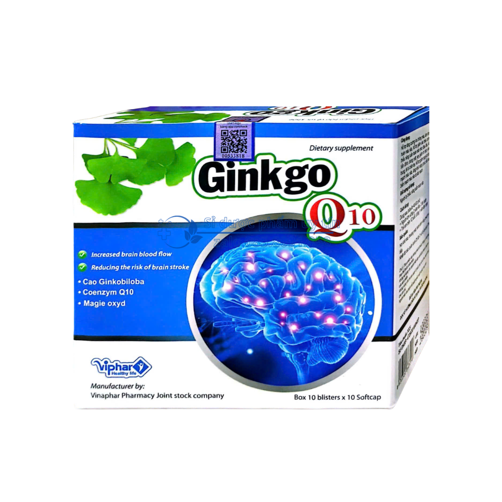 Viên uống bổ não Ginkgo Q10 giúp hoạt huyết, tăng cường lưu thông máu hộp 100 viên