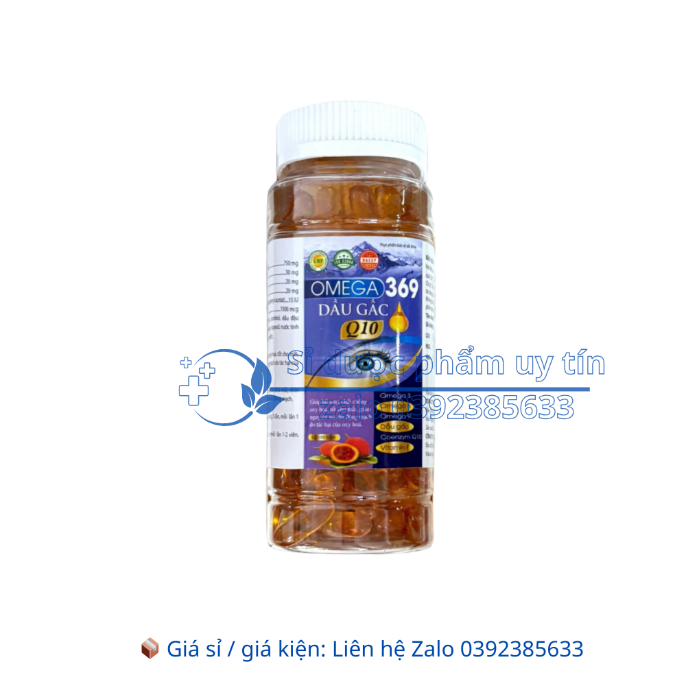 Viên uống Omega 369 Dầu Gấc Q10 Giúp bổ sung chất chống oxy hoá, tốt cho mắt, giảm nguy cơ xơ vữa động mạch hộp 100 viên