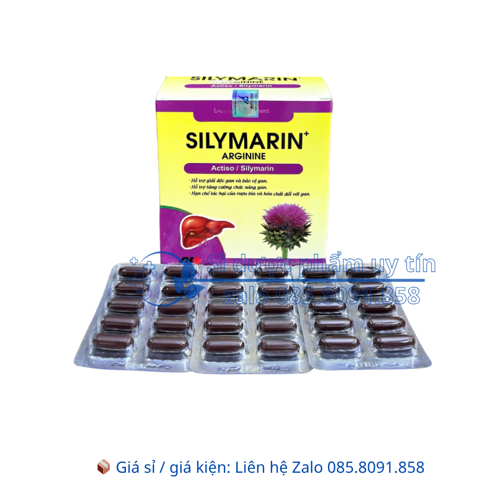 Viên uống bổ gan Silymarin Arginine giúp giải độc gan và bảo vệ gan, hỗ trợ tăng cường chức năng gan hộp 100 viên
