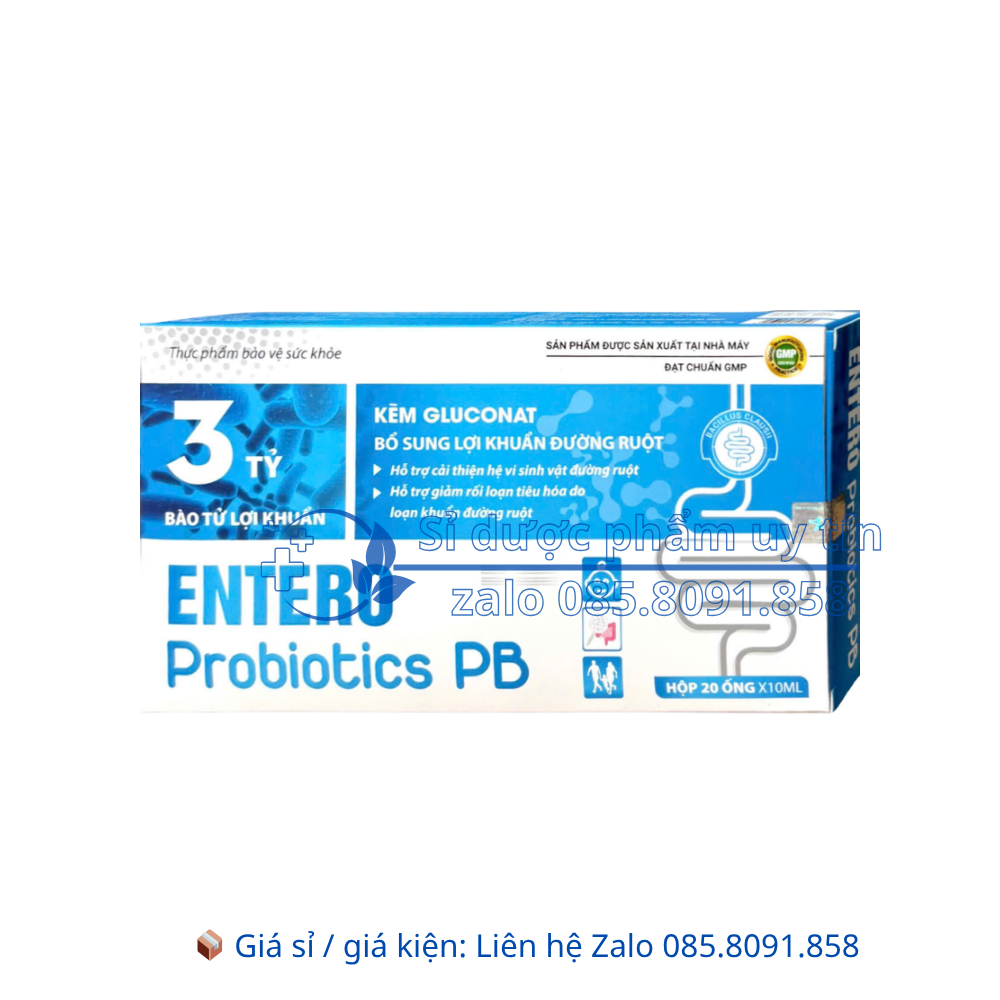 Men Entero Probiotics PB giúp bổ sung lợi khuẩn đường ruột giảm rối loạn tiêu hóa hộp 20 ống
