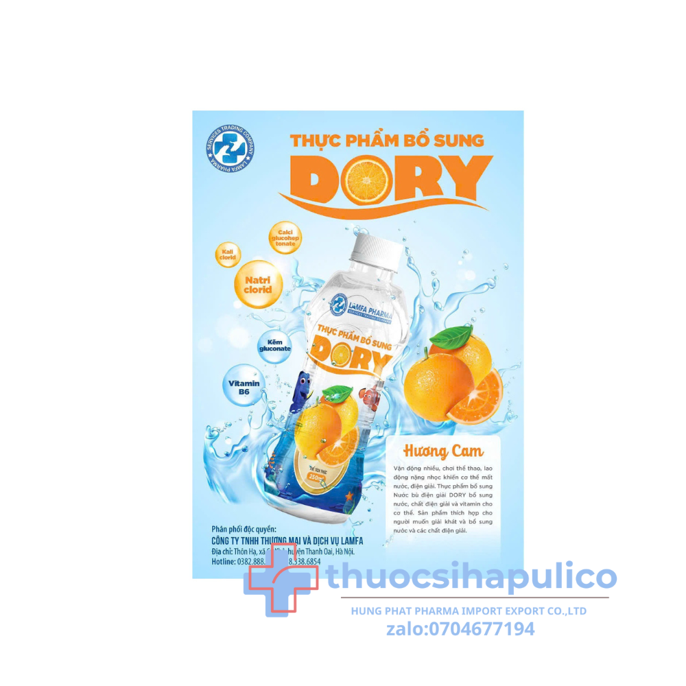Bù nước điện giải Dory vị cam giúp bù nước điện giải lốc 6 chai