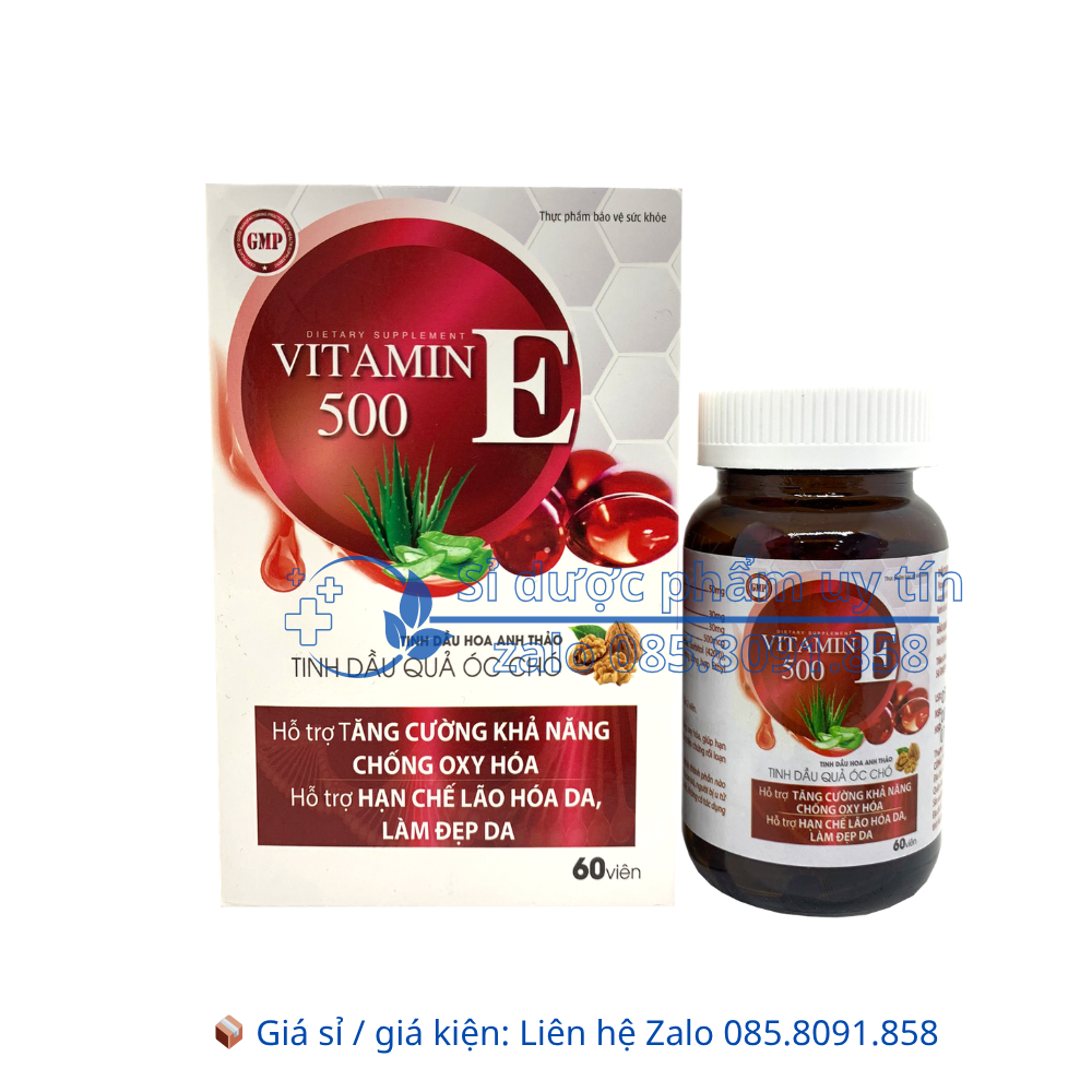 Viên uống trắng đẹp da Vitamin E đỏ 500 hộp 60 viên