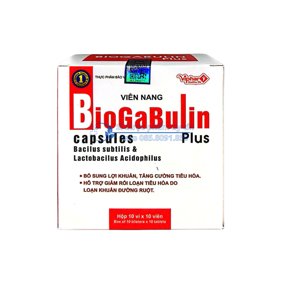 Viên uống men Biogabulin Plus giúp bổ sung lợi khuẩn, tăng cường tiêu hóa hỗ trợ giảm rối loạn tiêu hóa hộp 100 viên