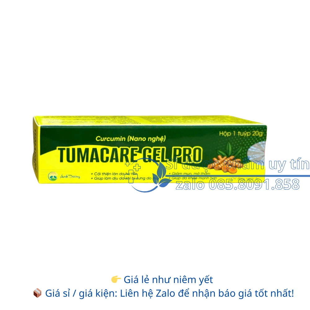 Kem bôi da Curcumin Nano Nghệ Tumacare Gel Pro giúp giảm mụn, làm mờ các vết thâm do mụn hộp 20g