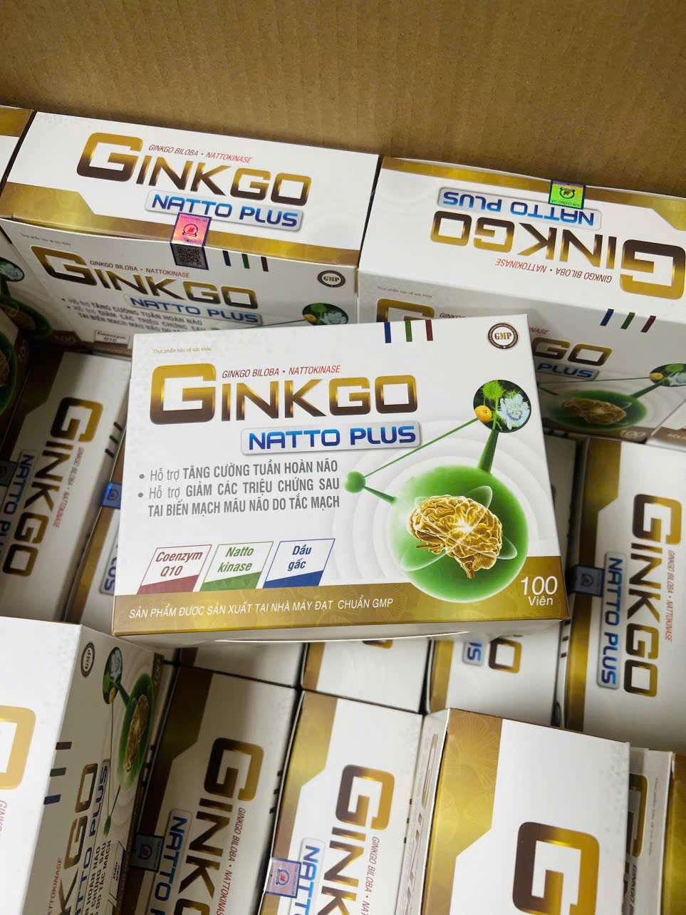 (Mua Sỉ Liên Hệ Zalo) Viên uống bổ não Ginkgo Natto Plus giúp hỗ trợ tăng cường lưu thông máu não hộp 100 viên