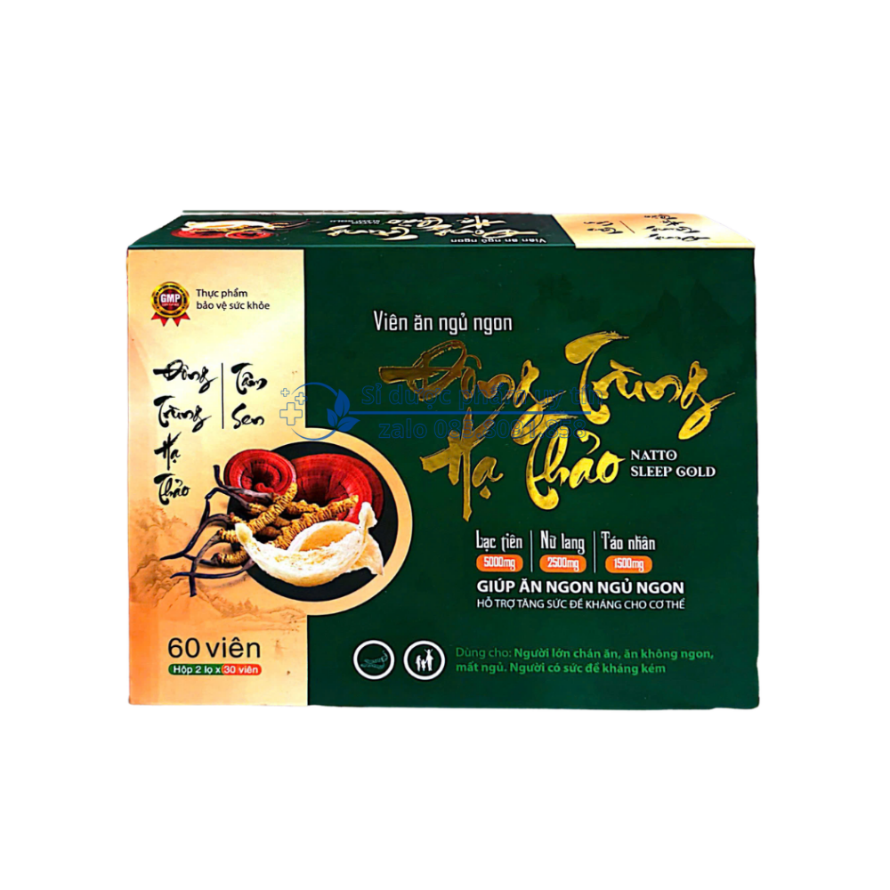 Viên ăn ngủ ngon Đông Trùng Hạ Thảo Natto Sleep Gold giúp ăn ngon ngủ ngon hỗ trợ tăng sức đề kháng cho cơ thể hộp 60 viên