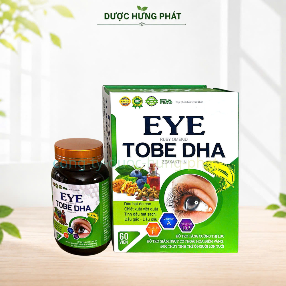 Viên uống bổ mắt Eye Ruby Omekid Tobe DHA giúp tăng cường thị lực, giảm các triệu chứng khô mắt, mỏi nhìn mờ hộp 60 viên