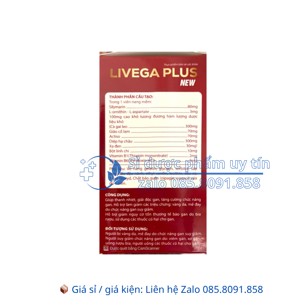Viên uống bổ gan Livega Plus New giúp thanh nhiệt, giải độc gan, tăng cường chức năng gan hộp 60 viên