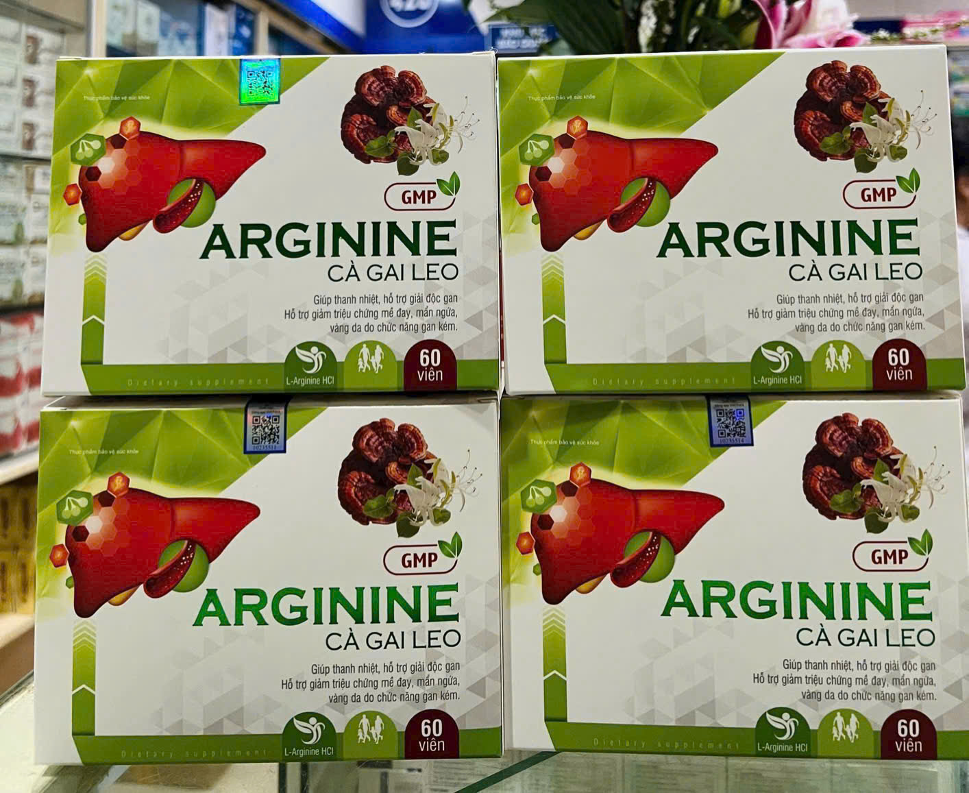 (Mua Sỉ Liên Hệ Zalo) Viên uống bổ gan Arginine Cà Gai Leo  giúp thanh nhiệt, giải độc gan hộp 60 viên